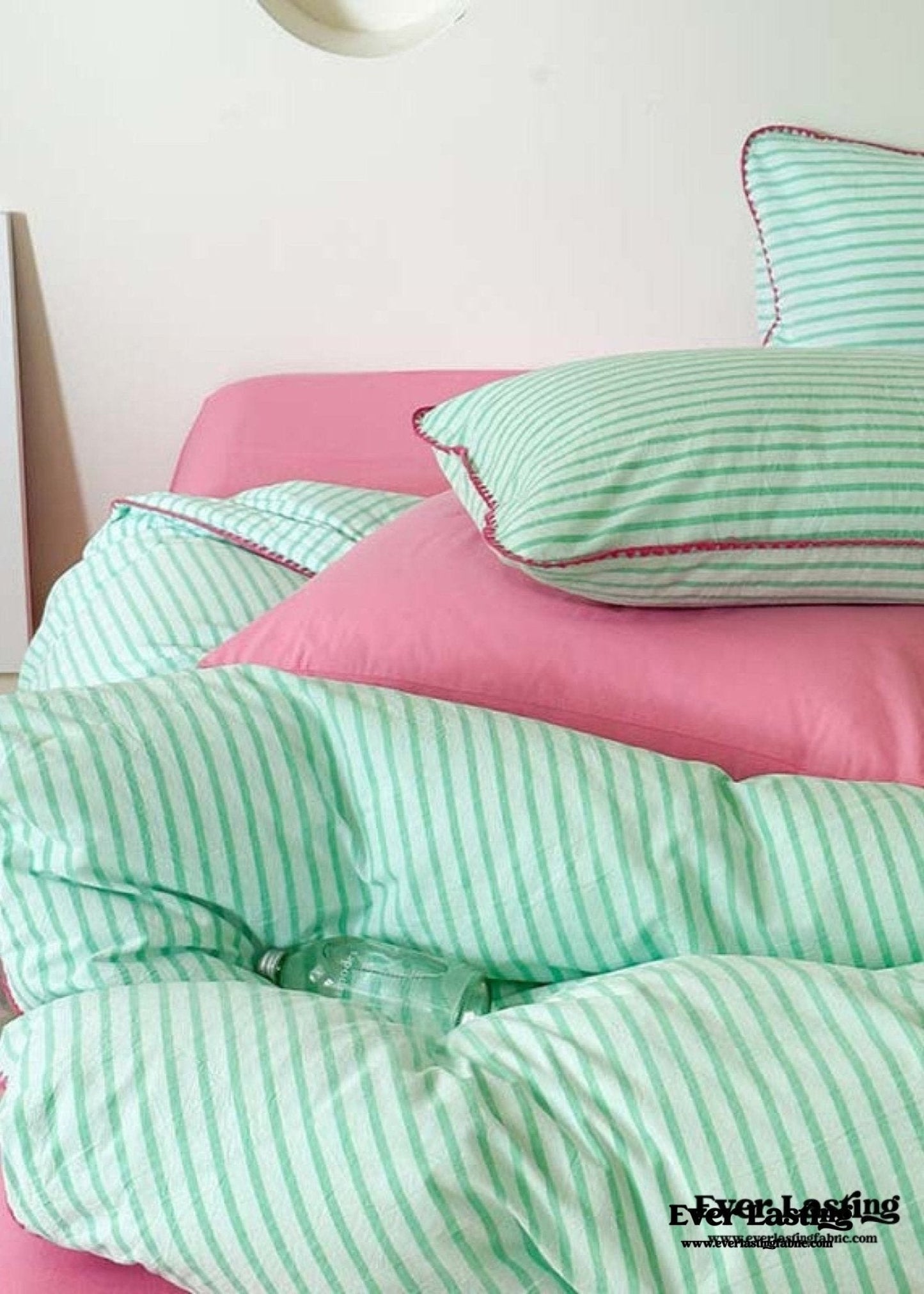 Pepper Candy Stripe Bedding Set / Light Green