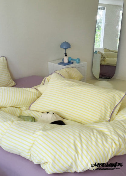 Pepper Candy Stripe Bedding Set / Purple + Green