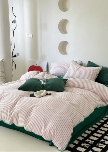 Pepper Candy Stripe Bedding Set / Purple + Green