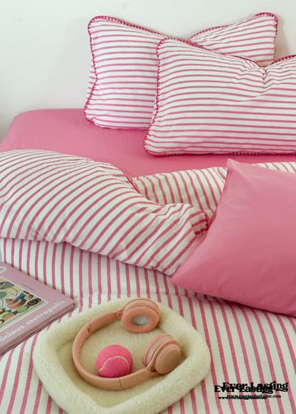 Pepper Candy Stripe Bedding Set / Purple + Green