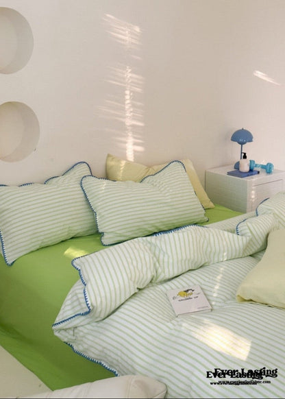 Pepper Candy Stripe Bedding Set / Purple + Green