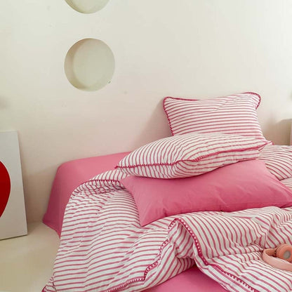 Pepper Candy Stripe Bedding Set / Purple + Green
