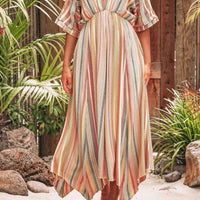 Pink Multi Stripe Kimono Sleeve Midi Dress - FINAL SALE