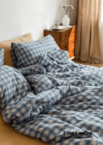 Plaid Bedding Set / Blue + Mustard
