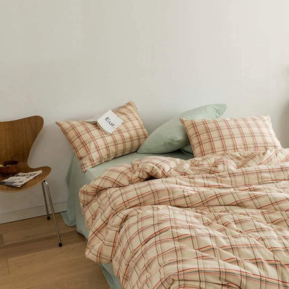 Plaid Bedding Set / Blue + Mustard