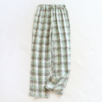 Plaid Washed Cotton Pajama Pants / Orange