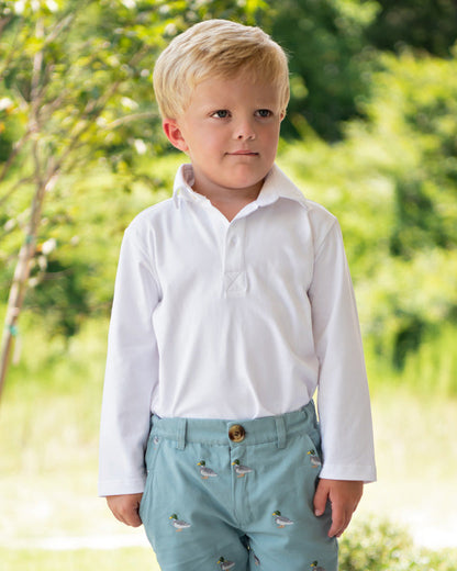 Plain White Polo Shirt with Long Sleeves