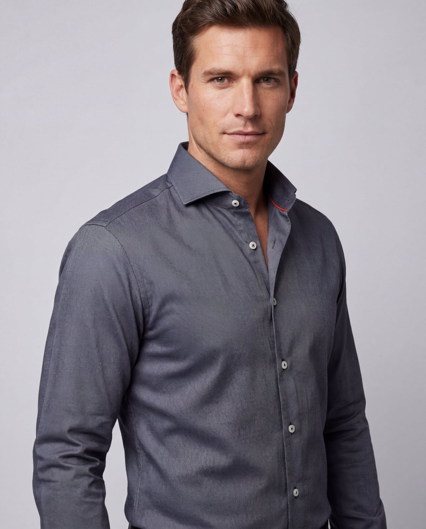 Charcoal  Shirt // Dual cuffs// contemporary fit - Final Sale