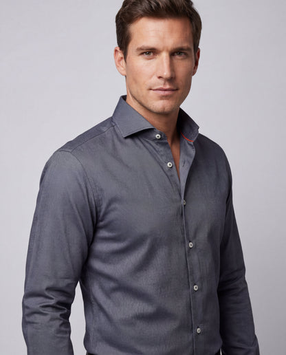Charcoal  Shirt // Dual cuffs// contemporary fit - Final Sale