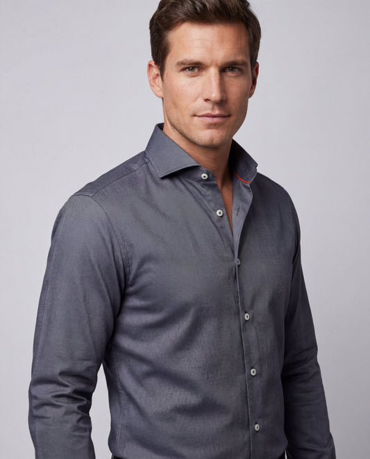 Charcoal  Shirt // Dual cuffs// contemporary fit - Final Sale