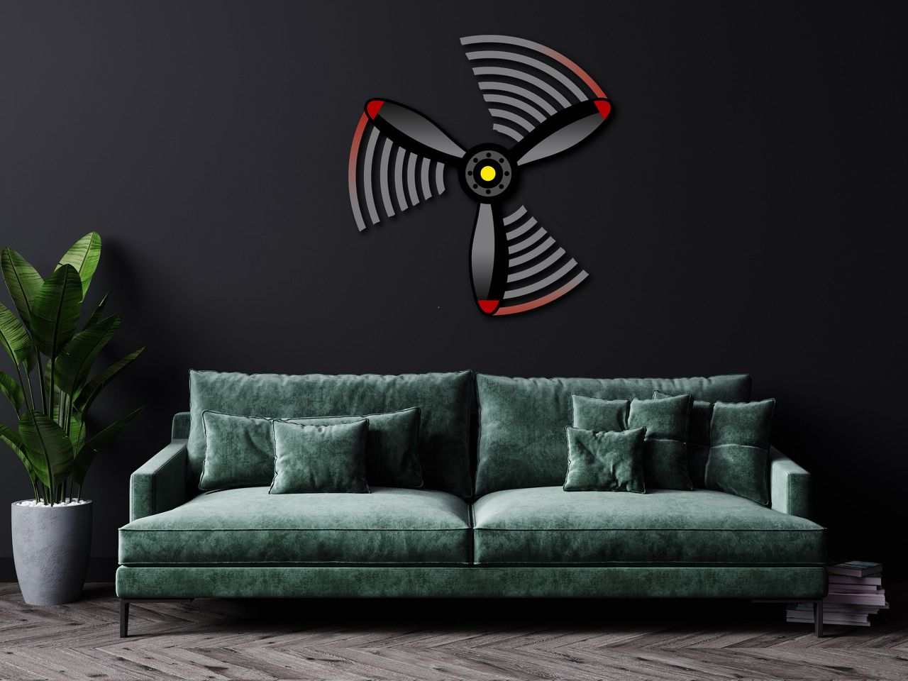 Multicolor metal wall art Propeller Spin Metal Wall Art