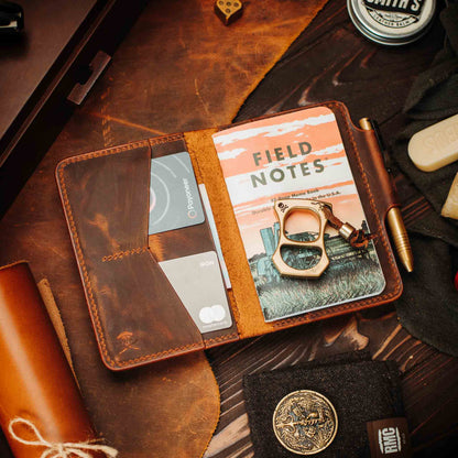 Pirate Goods Quartermaster v2 Passport Wallet – Leather Travel EDC Organizer with Velcro Panel & Field Notes Holder