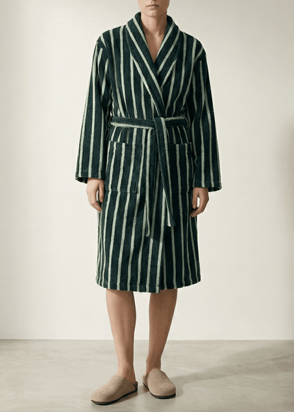 Quiet Evening Striped Robe Set / Burgundy