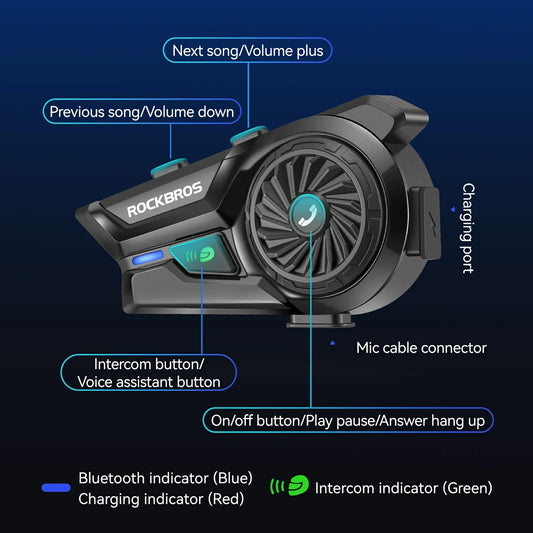 R1 Motorcycle Bluetooth Communication System Headset Helmet Speakers