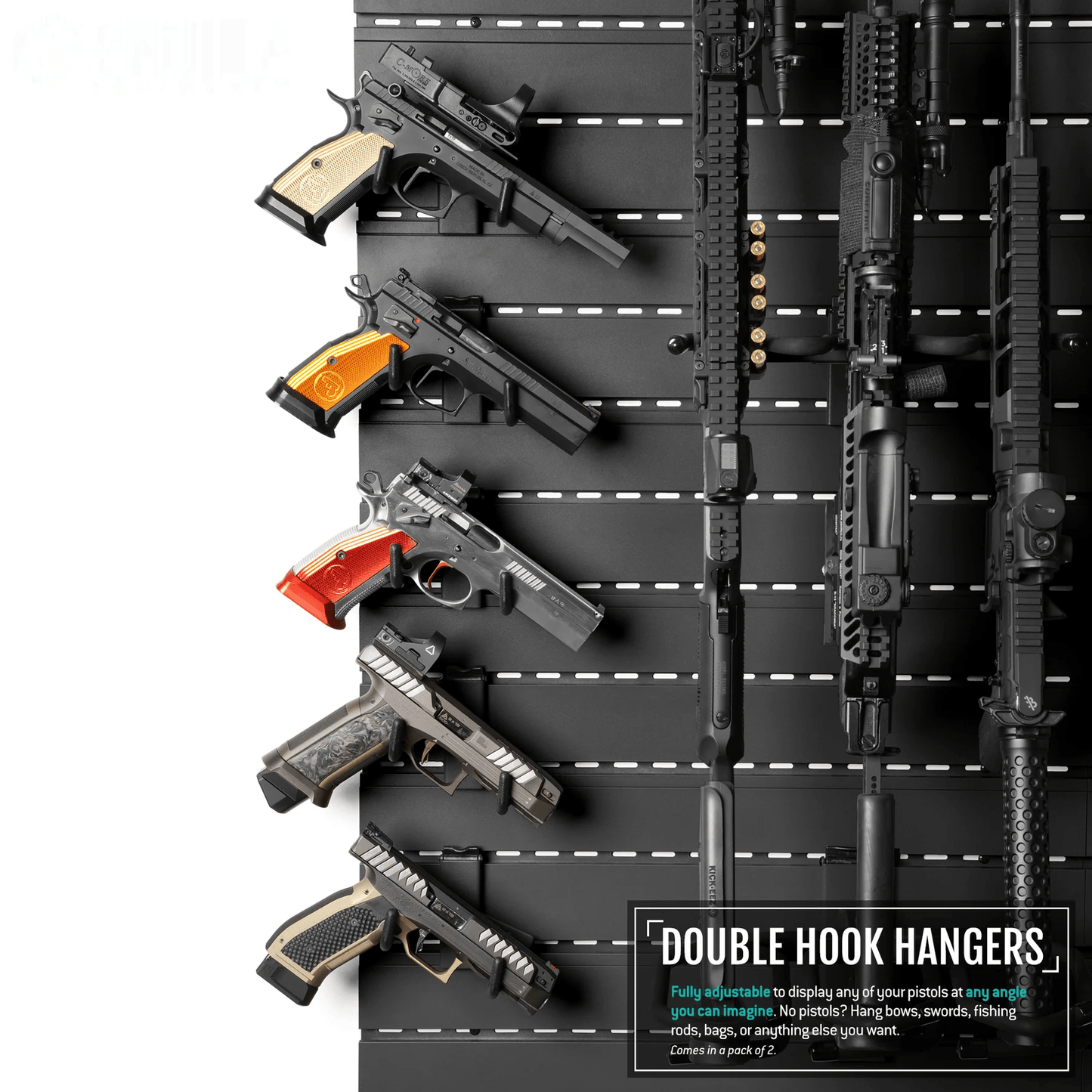 Wall Rack System - Adjustable Pistol Hangers (2 Pack)