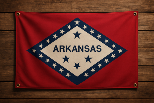 Arkansas Flag with Grommets Along the Edges for Wall Hanging