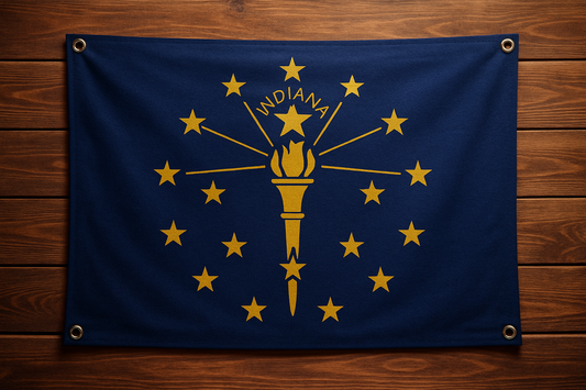 Indiana Flag with Grommets Along the Edges for Wall Hanging