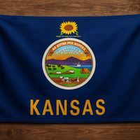 Kansas Flag with Grommets Along the Edges for Wall Hanging