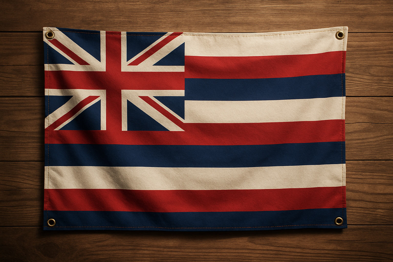 Hawaii Flag with Grommets Along the Edges for Wall Hanging