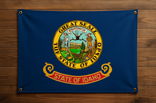 Idaho Flag with Grommets Along the Edges for Wall Hanging