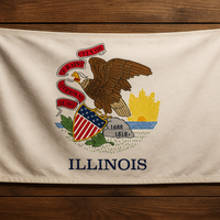 Illinois Flag with Grommets Along the Edges for Wall Hanging