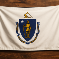 Massachusetts Flag with Grommets Along the Edges for Wall Hanging