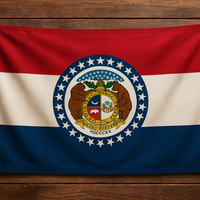 Missouri Flag with Grommets Along the Edges for Wall Hanging