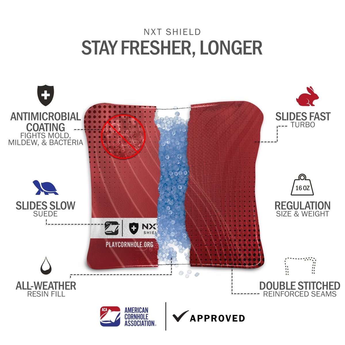 Red NXT Shield Cornhole Bags