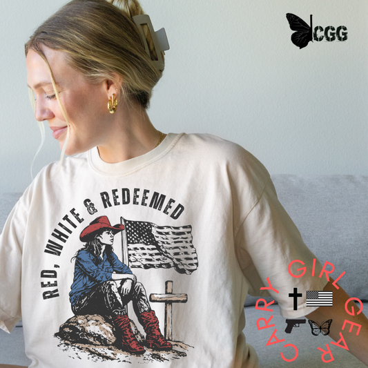 RED, WHITE & REDEEMED TEE