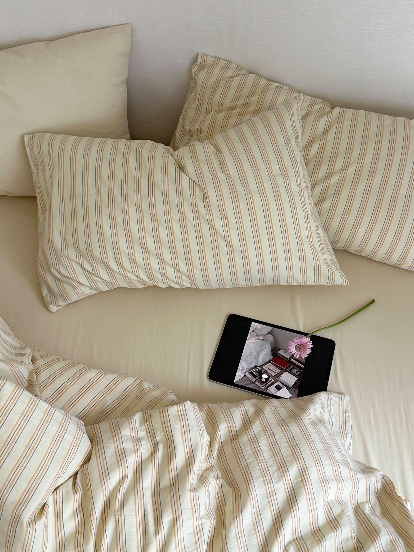Refreshing Stripe Bedding Set / Forest Green