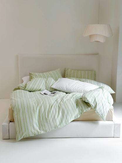 Refreshing Stripe Bedding Set / Forest Green