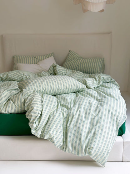 Refreshing Stripe Duvet Cover / Mint Green