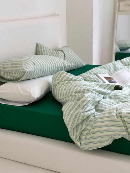 Refreshing Stripe Pillowcases / Forest Green
