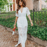 Reign White Lace Romper Maxi - FINAL SALE