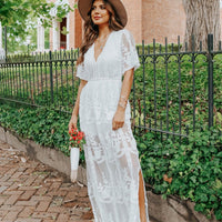 Reign White Lace Romper Maxi - FINAL SALE