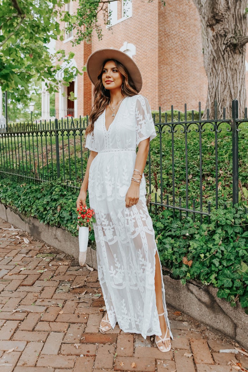 Reign White Lace Romper Maxi - FINAL SALE