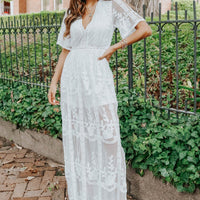 Reign White Lace Romper Maxi - FINAL SALE