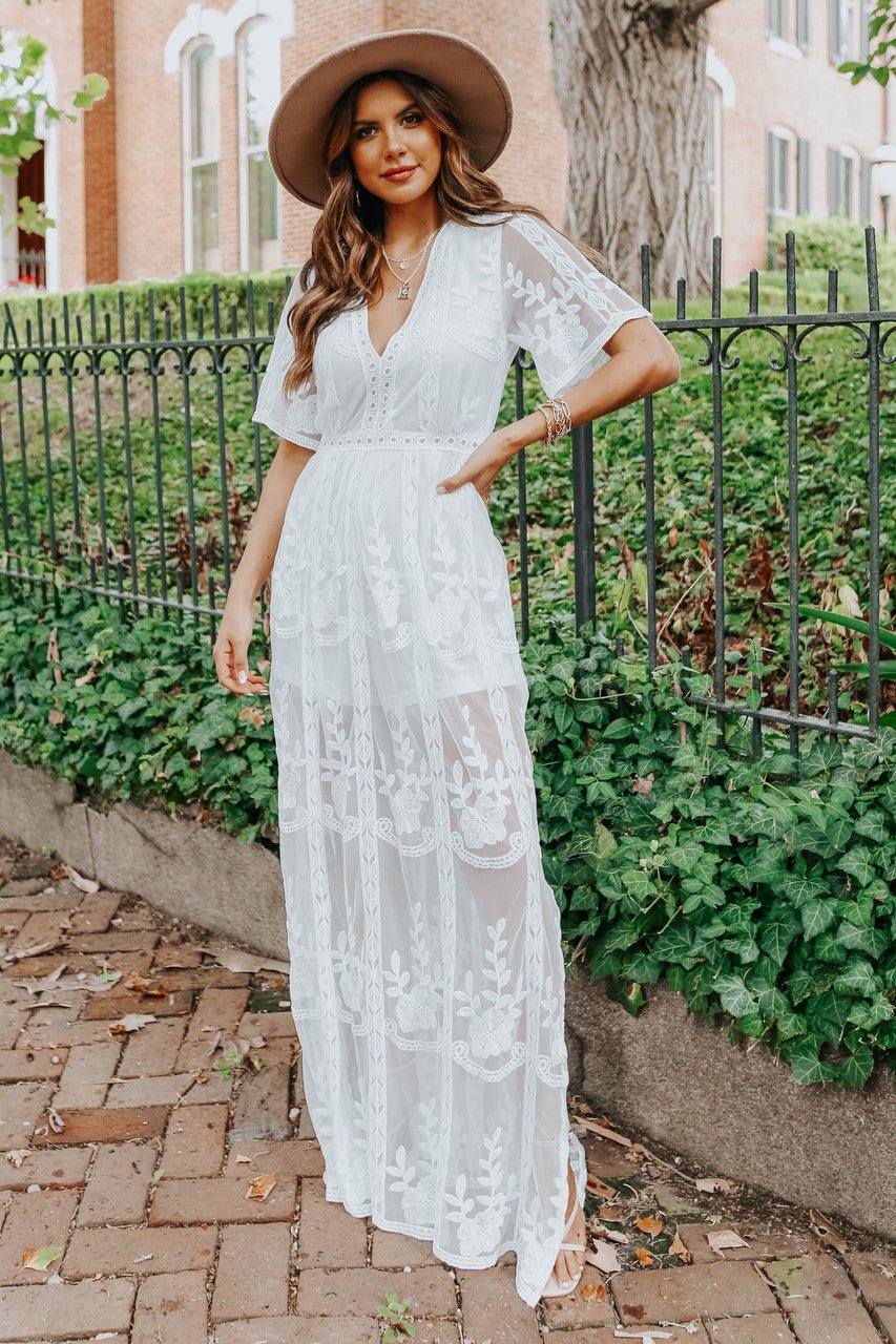 Reign White Lace Romper Maxi - FINAL SALE