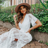 Reign White Lace Romper Maxi - FINAL SALE