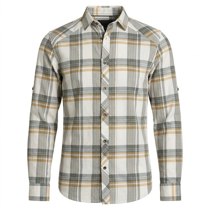 INC Mens Gray Plaid Collared Classic Fit Dress Shirt, XXL