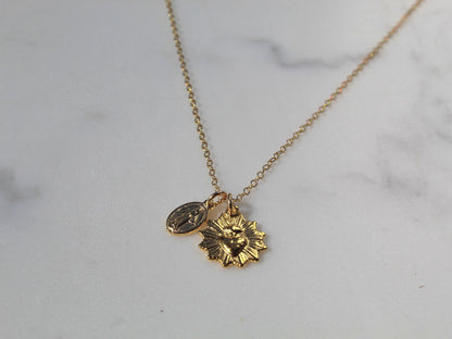 Most Sacred Heart and Miraculous Medal Necklace