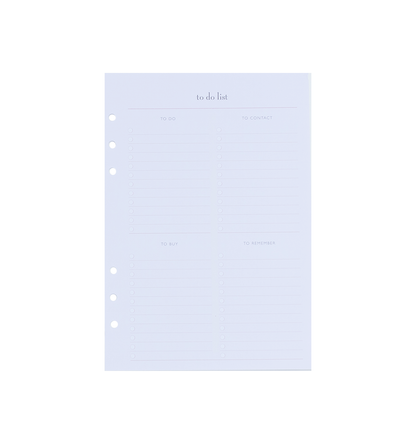 A5 Refills for Meal Planning, To-Do Lists & Notes