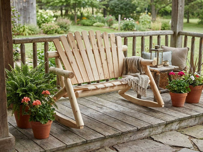 Rocking Outdoor Wooden Bench