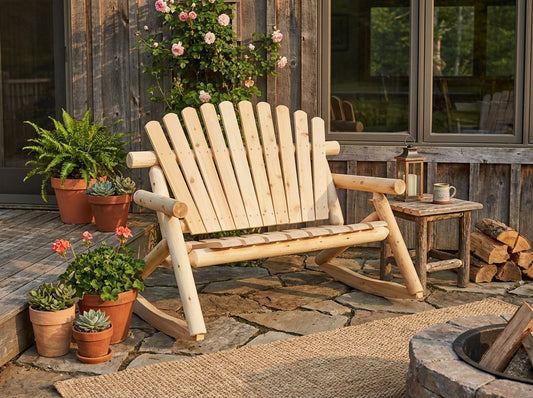 Rocking Outdoor Wooden Bench
