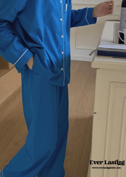 Royal Blue Long Sleeves and Pants Pajama Set