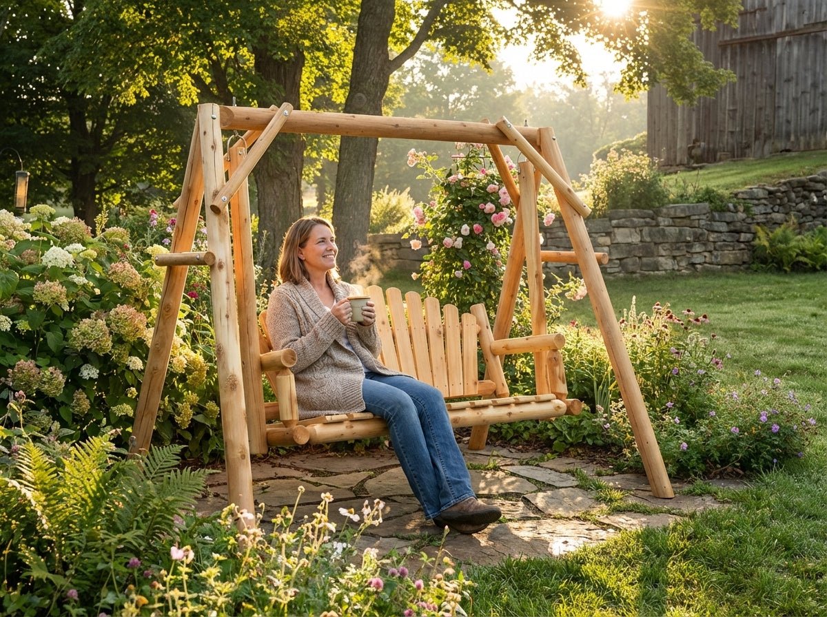 Rustic Log Swing Set