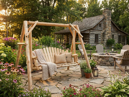 Rustic Log Swing Set