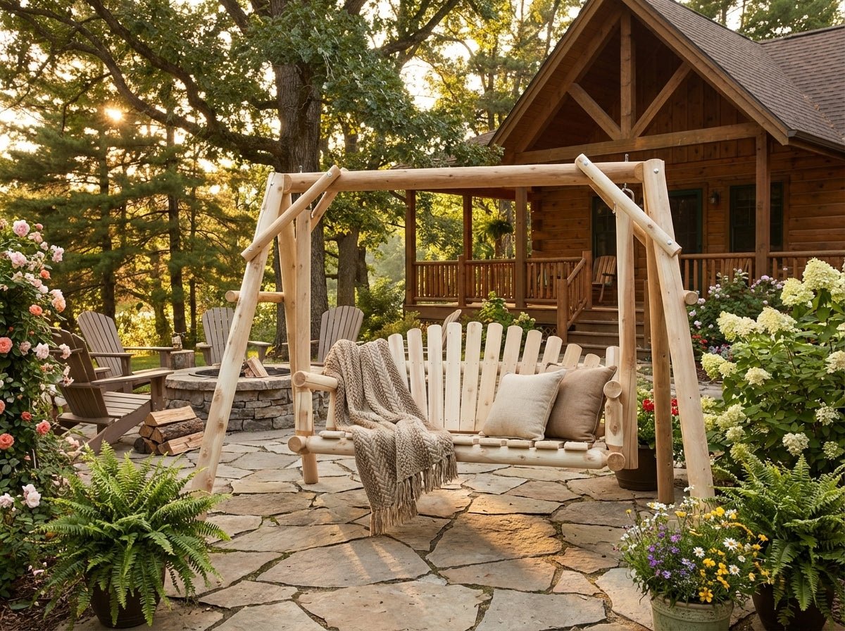 Rustic Log Swing Set