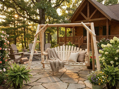 Rustic Log Swing Set