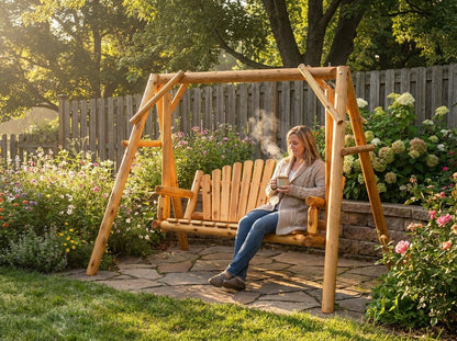 Rustic Log Swing Set